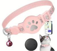 GPS Chat sans Abonnement ni SIM, Traceur GPS Chat Tracker, Localisation en Temps Réel, Étanche IP67, Collier Réfléchissant Anti-Perte Compatible avec iOS & Android