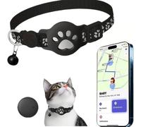 GPS Chat sans Abonnement ni SIM, Traceur GPS Chat Tracker, Localisation en Temps Réel, Étanche IP67, Collier Réfléchissant Anti-Perte Compatible avec iOS & Android