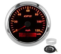 GPS Compteur de Vitesse Jauge 85mm 3.35in Odomètre 120MPH IP67 Étanche Haute Précision Durable En Acier Inoxydable PVC ABS pour Automobiles Bateaux RV (Noir)