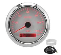 GPS Compteur de Vitesse Jauge 85mm 3.35in Odomètre 120MPH IP67 Étanche Haute Précision Durable En Acier Inoxydable PVC ABS pour Automobiles Bateaux RV (Blanc)