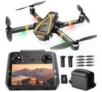 GPS Drone avec Camera 4k pour Enfants Adultes,FPV Drone avec écran HD de 4,5",Deux Batteries,Carte SD de 8 Go,Compatible avec le Mode Suiveur,La Transmission à Distance et le Retour Automatique,C0