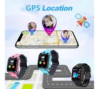 GPS Montre Connectée Enfant,Montre GPS Enfant Garçons Filles avec Appel Vidéo Chat Familial SOS Téléphone Etanche Jeux Réveil Mode Classe IP68, Montre Intelligente Enfants Cadeau pour 4-12 Ans (Noir)