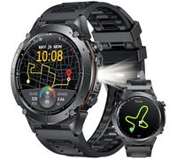 GPS Montre Connectée Homme Smartwatch: 1.43" AMOLED Montre Intelligente avec Boussole Baromètre Bluetooth Appel Moniteur Sommeil 3 ATM Étanchéité 100+ Modes Sport 720mAh Batterie pour iOS et Android