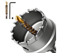 GPtzlei Fraise à Couronne Carbure 65mm 3 Lames TCT Scie Cloche Professionnelle pour Acier Inoxydable Métal Fer avec 2 Forets Pilotes Clé et Coffret