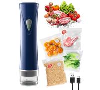 GPUTEK Petit machine sous vide alimentaire,Puissance d'aspiration de 60 kPa, appareil de avec 15 sachets réutilisables, chargement USB, machine sous vide de films compact pour la maison,le camping