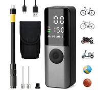 GPUTEK Pompe a Velo Electrique, Mini Pompe Velo 150psi avec Manomètre Numérique, Bike Pump avec Accessoires de Valve Presta, Schrader, Dunlop pour Vélo de Route, VTT, Vélo électrique, Moto