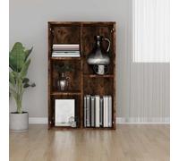 GPUTYGHN Bibliothèque en chêne fumé 50 x 25 x 80 cm, étagère sur pied avec 5 compartiments, polyvalente comme buffet, durable et facile d'entretien, support mural inclus
