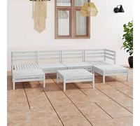 GPUTYGHN Salon de jardin 7 pièces en pin massif blanc | Design en palettes, canapé d'extérieur modulaire, résistant aux intempéries, capacité de charge de 110 kg par siège