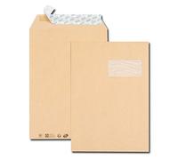 GPV - Boite de 250 Pochettes - Format C4 (229x324 mm), fenêtre de 100x50 mm, qualité papier kraft : 90 g/m2 - Certifié PEFC