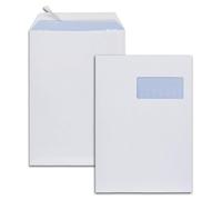 GPV Bte 250 Pochettes d'expédition blanches C4 à fenêtre 110x50mm Avec Bandes