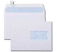 Boîte de 500 enveloppes Blanches 80g C5 162x229 mm fenêtre 45x100 mm auto-adhésives