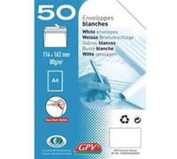 Gpv paquet de 50 enveloppes blanches auto-adhésives 80 grammes format 110x220mm référence 517 G