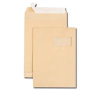 GPV Pochette en kraft brun 229 x 324 mm et fenêtre 120 g - Soufflet 3 cm - Lot de 250