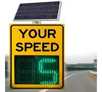 Gpxhbcb Radar de limitation de Vitesse à énergie Solaire amélioré, détecteur de Vitesse numérique 2/3 pour Rues et autoroutes 3digitdisplayyellow-24 x35