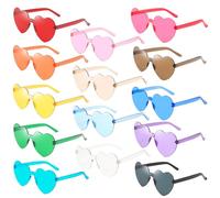 GQBVPN 14 paires Lunettes Coeur, Lunettes Soleil Sans Monture en Forme Coeur, Lunettes de Couleur Bonbon, Lunettes de Soleil, Adaptées au Carnaval, Noël, Fêtes d'Anniversaire