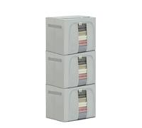 GQC Sac de rangement pliable et boîte de rangement avec couvercle - Robuste - Organiseur de penderie en métal - Étanche à la poussière et aux insectes - 3 x 40 l