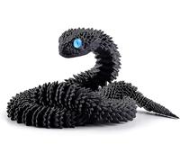GQDGCU Jouet serpent, modèle de serpent imprimé 3D, décoration de statue de serpent imprimé 3D, jouets d'animaux imprimés en 3D, jouet à presser pour l'autisme/TDAH (45 cm, noir)