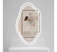 GQJNHUI Miroir De Salle De Bain À LED, Miroir Nuage Irrégulier, Miroir Mural, 3 Couleurs Éclairées Et À Intensité Variable en Continu, Miroir avec Lumières, Antibuée(60x100cm)