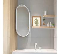 GQJNHUI Miroir De Salle De Bain Rotatif, Miroir Mural Ovale avec Support, Miroir Décoratif, Cadre en Alliage D'aluminium, Miroir Cosmétique HD, Antidéflagrant (Color : White, Size : 40X80cm)