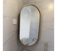 GQJNHUI Miroir De Salle De Bain Rotatif, Miroir Mural Ovale avec Support, Miroir Décoratif, Cadre en Alliage D'aluminium, Miroir Cosmétique HD, Antidéflagrant (Color : Gold, Size : 30X50cm)
