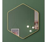 GQJNHUI Miroir Mural Hexagonal pour Salle De Bain,Miroir De Courtoisie en Aluminium,Miroir HD Antidéflagrant,Or/Noir,Miroir De Chambre,Miroir De Bureau,50 * 45CM (Color : Gold, Size : 40 * 37cm)
