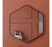 GQJNHUI Miroir Mural Hexagonal pour Salle De Bain,Miroir De Courtoisie en Aluminium,Miroir HD Antidéflagrant,Or/Noir,Miroir De Chambre,Miroir De Bureau,50 * 45CM (Color : Black, Size : 60 * 55CM)