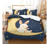 GQLIDDAOE Le Lapin Nsemble Adulte De Literie pour Enfants Ensemble De pour Filles Bedding pour Adolescents Housse De Couette Imprimée 3D avec Fermeture Éclair Single（140x200cm）