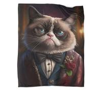 GQmoney Couverture Fantaisie Grumpy Cat en Polaire imprimée en 3D pour Enfants, Adolescents et Adultes, Couverture Douce et pelucheuse pour lit de Vacances, canapé, 100 x 130 cm