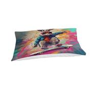 GQmoney Parure de lit 3 pièces avec Housse de Couette et taies d'oreiller en Forme de Lapin de Skateboard imprimé en 3D avec Housse de Couette au Design Unique, Cadeaux de Noël Simple (135 x 200 cm)