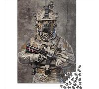 GQmoney Puzzles 1000 pièces Bullmastiff Soldat Puzzle Adultes Puzzle de difficulté Puzzles Jouets éducatifs Jeux Décoration familiale 1000 pièces (75 x 50 cm)