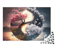 GQmoney Puzzles 1000 pièces pour Adultes Puzzle Yin et Yang Taiji pour Adultes Puzzles sur Planche de Bois Puzzles pour Adultes Cadeaux 1000 pièces (75x50 cm)