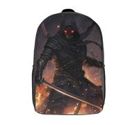 GQmoney Sac à dos 3D amusant et cool pour adolescents, garçons et filles, motif guerrier ninja foncé, imprimé 3D, pour enfants, cartable primaire, 43 cm