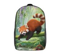 GQmoney Sac à dos d'école Panda roux, cartable pour filles et garçons, avec poche, tendance, 43 cm