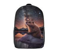 GQmoney Sac à dos d'école pour enfants Beaver Under The Stars, 43 cm, sac à dos de voyage décontracté, sac à dos de grande capacité pour garçons et filles, 43 cm
