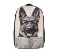 GQmoney Sac à dos d'école pour enfants, motif chien lisant un journal, cartable tendance, unisexe, sac à dos de voyage, cartable 3D cool, 43 cm