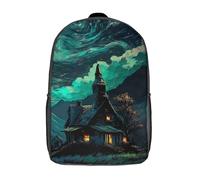 GQmoney Sac à dos décontracté pour enfants, motif maison de sorcier hantée, pour adolescents, filles et garçons, 43 cm