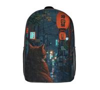 GQmoney Sac à dos pour enfant, cartable Petit Chat à Tokyo, grande capacité, pour garçons, filles, adultes, adolescents, 43 cm