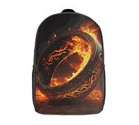GQmoney Sac à dos pour enfant, imprimé 3D, anneaux, feu, cartable, léger, tendance, amusant, pour écoliers, 43 cm
