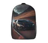 GQmoney Sac à dos tendance imprimé 3D pour enfants, motif voiture de sport, pour garçons et filles, idéal pour l'école primaire ou les adolescents, 43 cm