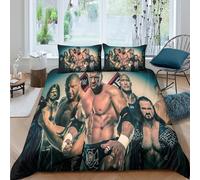 GQmoney WWE Parure de lit avec Housse de Couette imprimée en 3D pour garçons, Couvre-lit, lit de Chambre à Coucher, Ensemble de literie en Microfibre Douce, Cadeaux d'halloween, Double (200 x 200 cm)