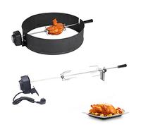 Gqouur Kit tournebroche universel pour barbecue à gaz - Rotation automatique à 360° - Charge maximale : 8 kg - En acier inoxydable - Broche électrique pour poulet, canard et rôti