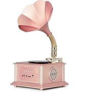 GQQDDD Disques Vinyles Portables, Tourne-Disque Bluetooth, Platine Vinyle avec Haut-parleurs Stéréo Intégrés, Phonographe Rétro Vintage, Ceinture à 3 Vitesses(Color:Rose)