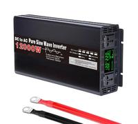 GQQSXZNTD Onduleur Solaire 12000W CC 72V, 60V, 48V, 24V, 12V vers CA 120V, 240V, Onde Sinusoïdale Pure, avec Prises CA et écran, pour Camion, Maison, Camping-Car, Noir(Size:72v to 110v)