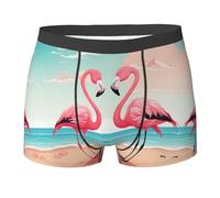GQSZCYHLKL Boxer deux flamants roses pour homme avec imprimé double face en tissu extensible doux et coupe cabine pour un confort tout au long de la journée, Noir , L