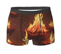 GQSZCYHLKL Boxer pour homme avec motif imprimé feu - Design double face - Sous-vêtements pour homme avec tissu extensible doux - Entretoise 3D - Coupe cabine pour un confort tout au long de la journée