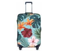 GQSZCYHLKL Hojas Tropicales Y Flores Housse de protection élégante pour valise de voyage avec impression double face, design élastique pour un maintien sûr et une protection contre les rayures, blanc