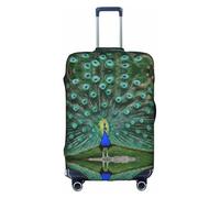 GQSZCYHLKL Housse de protection élégante avec motif de plumes de paon vert avec impression double face, design élastique pour un maintien sûr et une protection contre les rayures, blanc, S