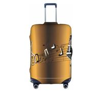 GQSZCYHLKL Housse de protection élégante pour valise avec microphone et notes de musique avec impression double face, design élastique pour un maintien sûr et une protection contre les rayures, blanc