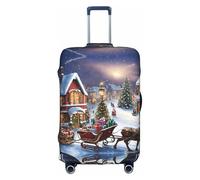 GQSZCYHLKL Housse de protection élégante pour valise de village de Noël avec impression double face, design élastique pour un ajustement sûr et une protection contre les rayures, blanc, L