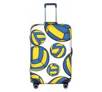 GQSZCYHLKL Housse de protection élégante pour valise de volley-ball jaune et bleu avec impression double face, design élastique pour un maintien sûr et une protection contre les rayures, blanc, L
